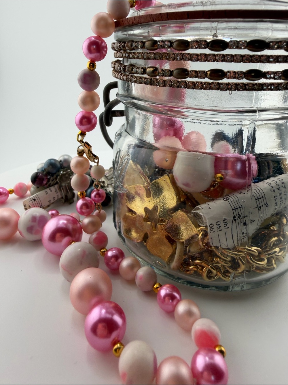 Mystery Vintage Japan Jewelry Jar 🏺 Wearable & Misc 1.6# of Jewelry Fun